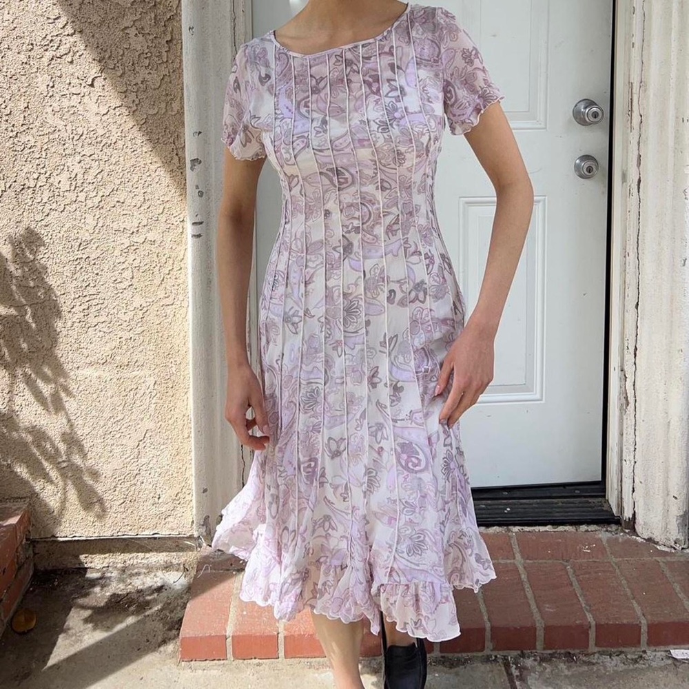 Lavender floral sheer dress